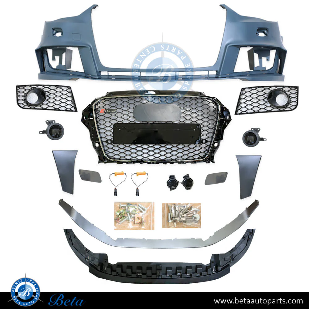 Audi A3 (2013-2016), Front Bumper RS3 Look with Radiator Grille, China, 8V5807065