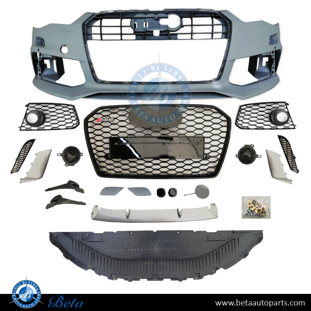 Audi A6 (2015-2018), Front Bumper RS6 Look with PDC with Washer, China, 4G0807065AL