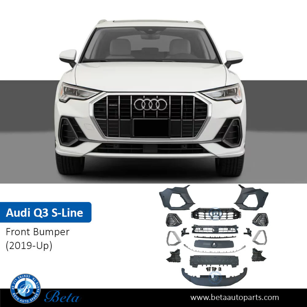 Audi Q3 S-Line (2019-2025), Front Bumper with Park Assist without Washer, China, 83A807107G / 83A807108G - Image 2