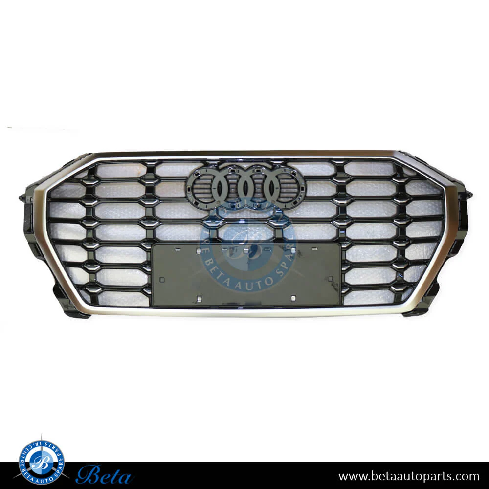 Audi Q3 Standard / S-Line (2019-2025), Radiator Grille (Black and Chrome), China, 83A853651BRN4