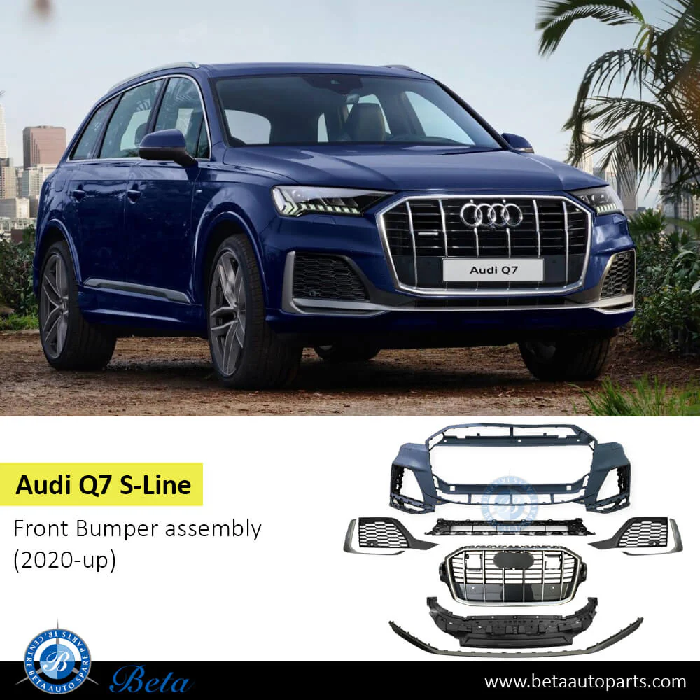 Audi Q7 S-Line (2020-2024), Front Bumper with PDC with Park Assist with Washer with Radiator Grille, China, 4M0807065AD - Image 2