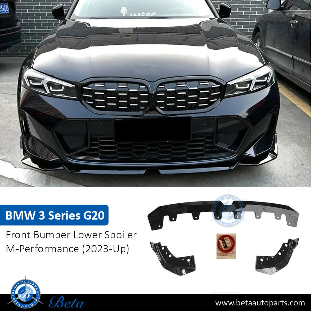 BMW 3 Series G20 LCI (2023-Up), Front Bumper Lower Spoiler M-Performance Look (Gloss Black), China, 51195A4B368 / 51195A4B369 - Image 2