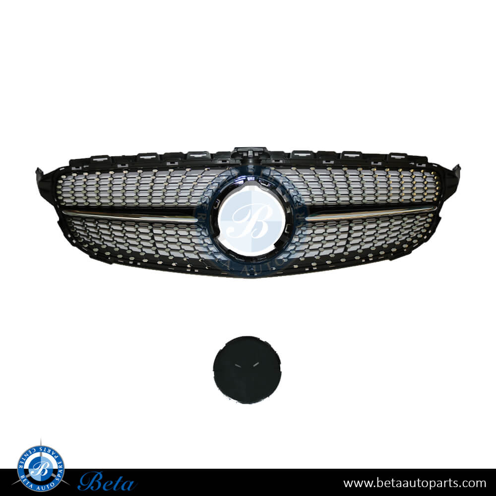 Mercedes C-Class W205 (2019-2021), Radiator Grille Diamond Look with Camera Hole (Black and Chrome), China, 2058881760