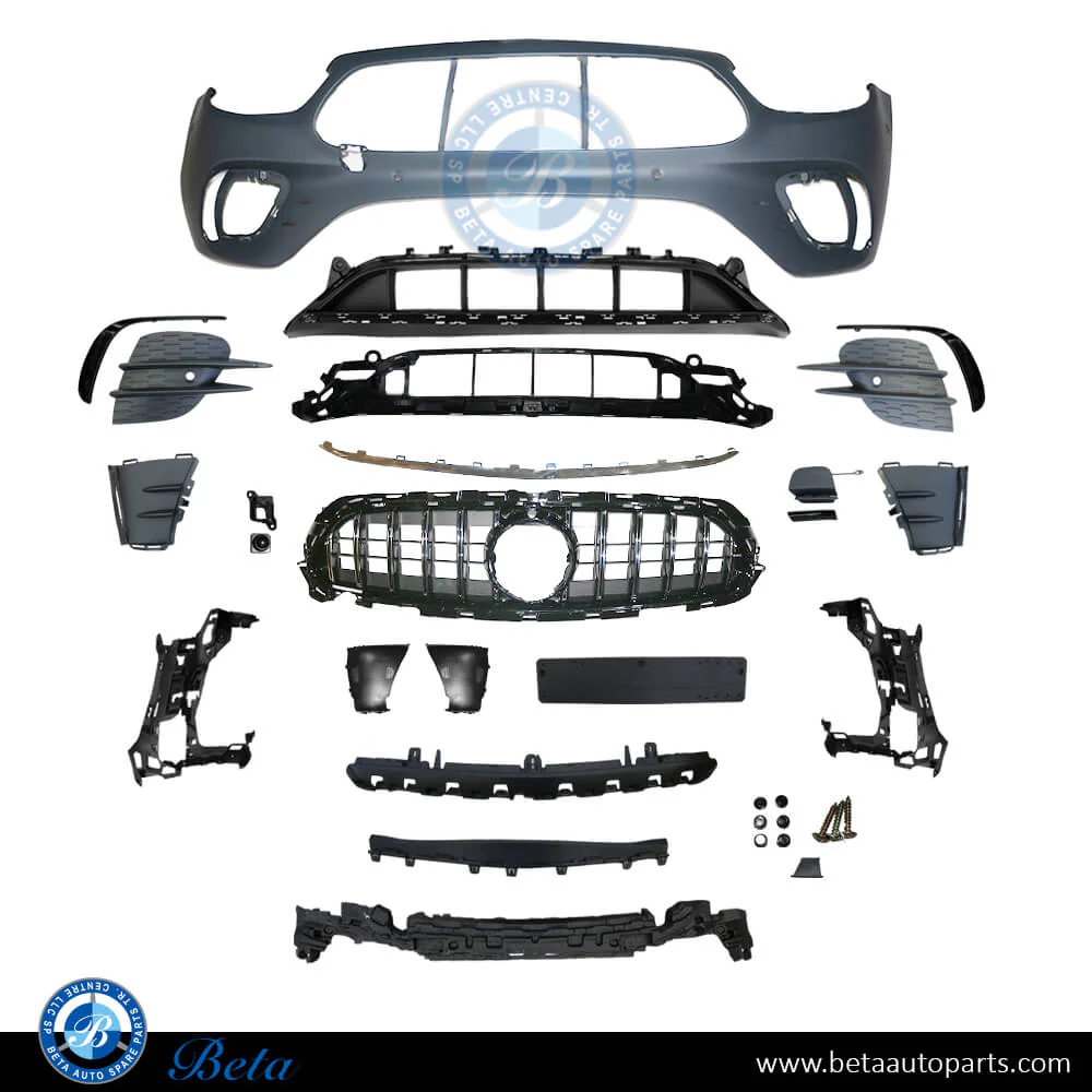 Mercedes E-Class W213 (2021-2023), Front Bumper AMG E53 with Radiator Grille GT Look with Park Assist (Chrome), Taiwan, 2138857704