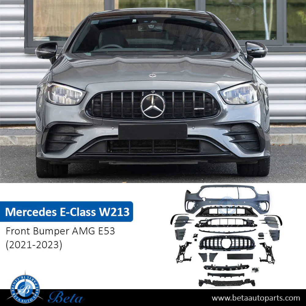 Mercedes E-Class W213 (2021-2023), Front Bumper AMG E53 with Radiator Grille GT Look with Park Assist, Taiwan, 2138857704 - Image 2