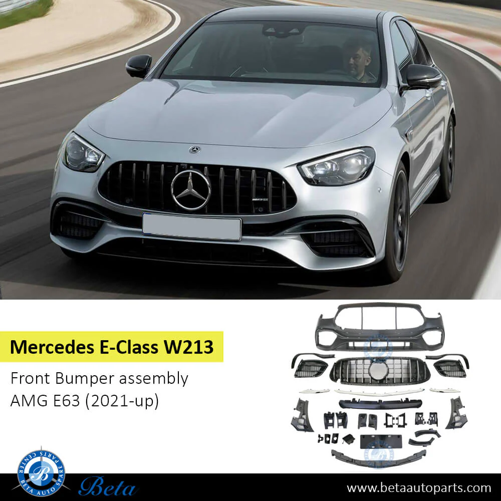 Mercedes E-Class W213 (2021-2023), Front Bumper AMG E63 Look with PDC / Park Assist / Camera Hole / Radiator Grille, China - Image 2
