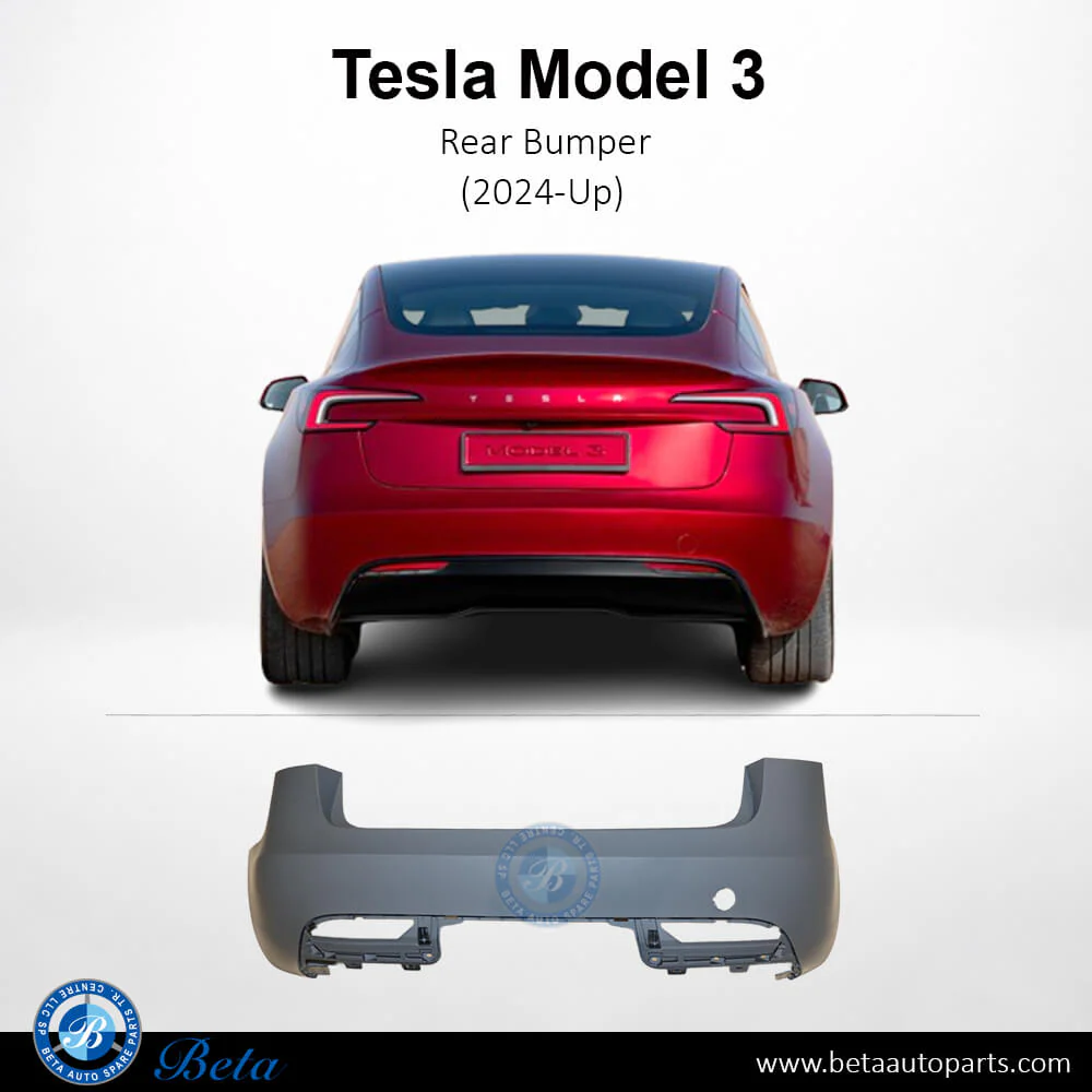 Tesla Model 3 (2024-Up), Rear Bumper, China, 1582571-SC-C / 1582571-SC-D - Image 2