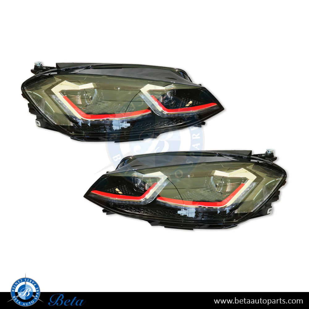 Volkswagen Golf 7.5 (2017-2019), Headlamp Upgrade from Normal to Golf 7.5 GTI LED Look (Red), China, 5G1941005D / 5G1941006D